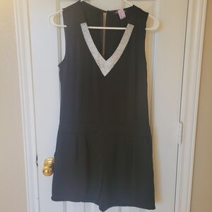 Morgan de Toi Black Jumpsuit with Silver Accents